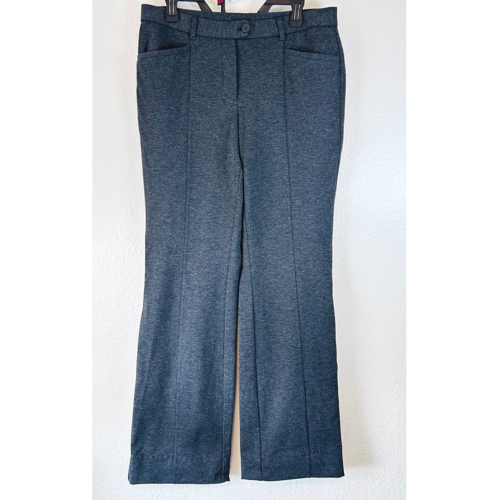 J. Jill Ponte Minimalist Office Knit Wide Leg Trousers Charcoal Gray SZ M Tall